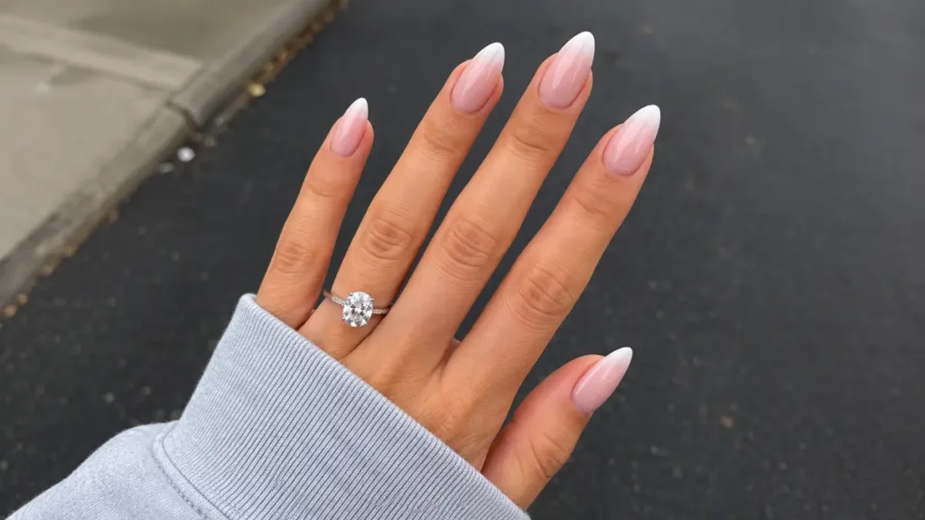 Chrome Pink and White Ombre Nails