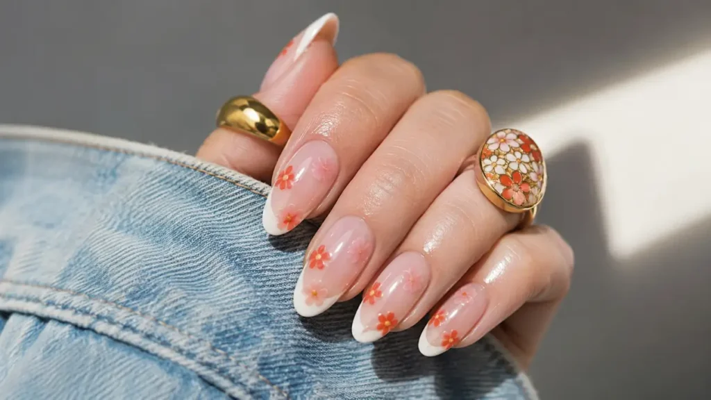 Coral Bloom French Tips