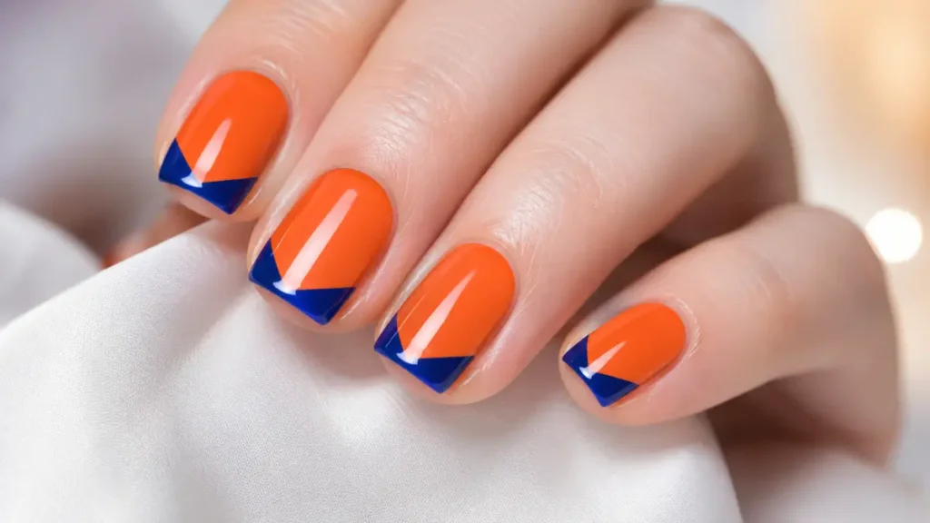 Floral Orange Nail Art