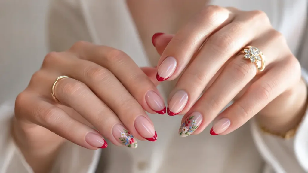 French Tips With Florals