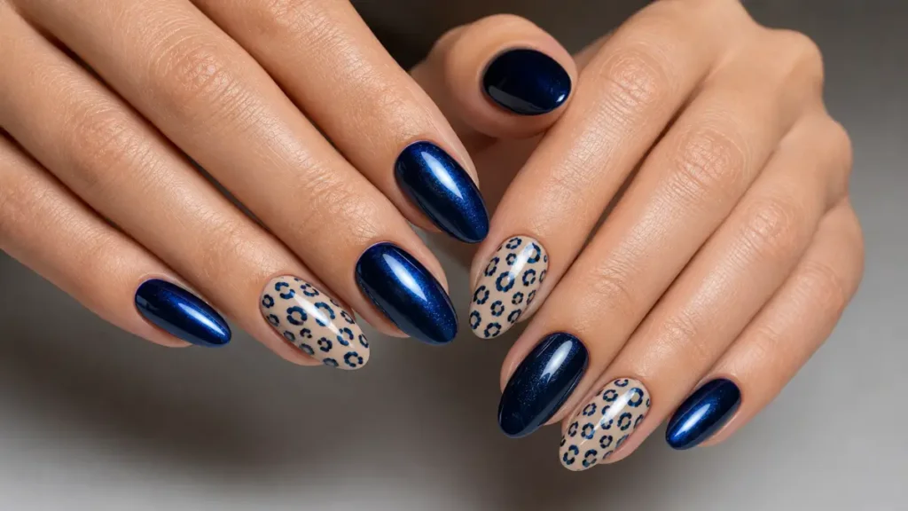 Navy Leopard Print