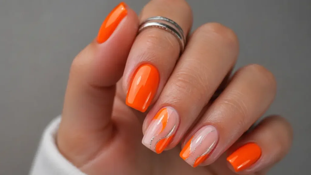 Orange Chrome Nails