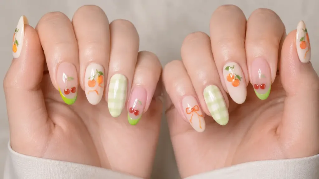 Orange Cottage Core Nails