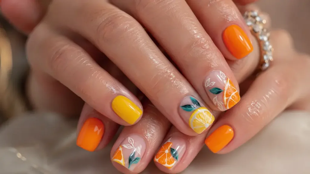 Orange and Lemon Nails