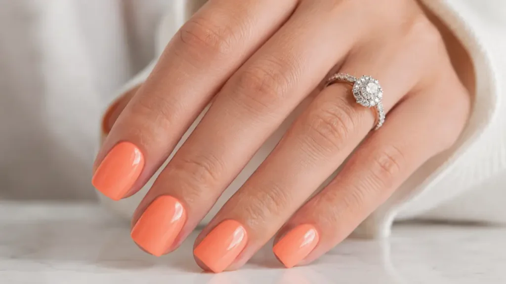 Peach Chrome Nails