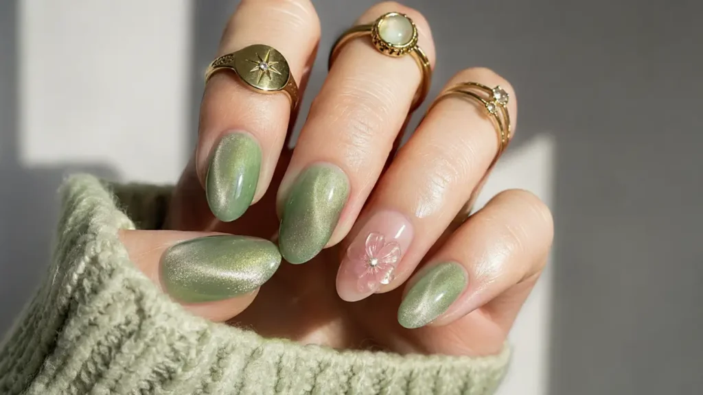 Pink and Green Cat Eye Floral