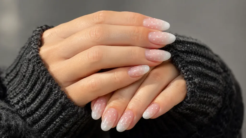 Pink and White Ombre Wedding Nails
