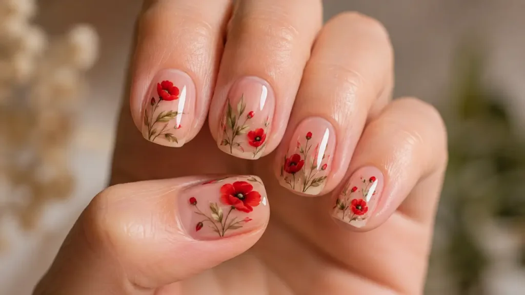 Poppy Print Nails