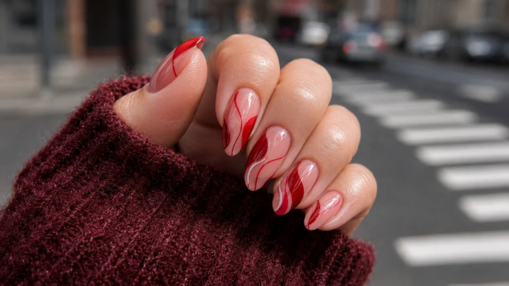 Red Abstract Nails