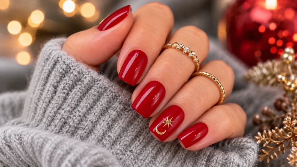 Red Accent Nails