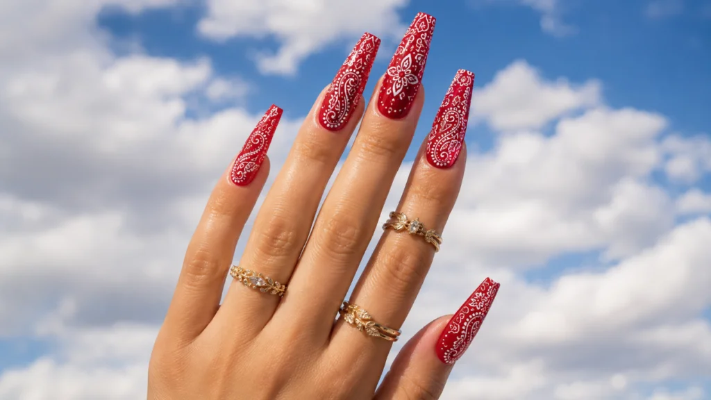 Red Bandana Nails