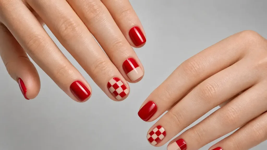 Red Checkerboard Nails