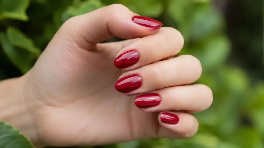 Red Color Block Nails