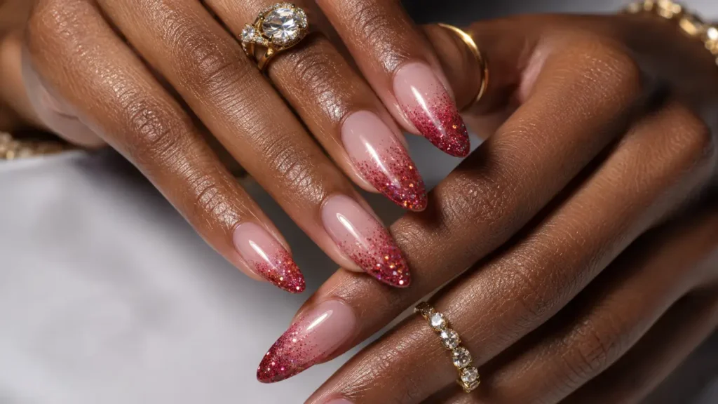 Red Glitter Tips