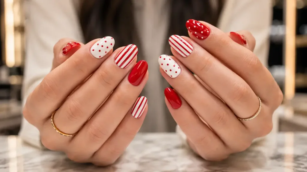 Red Mismatched Nails