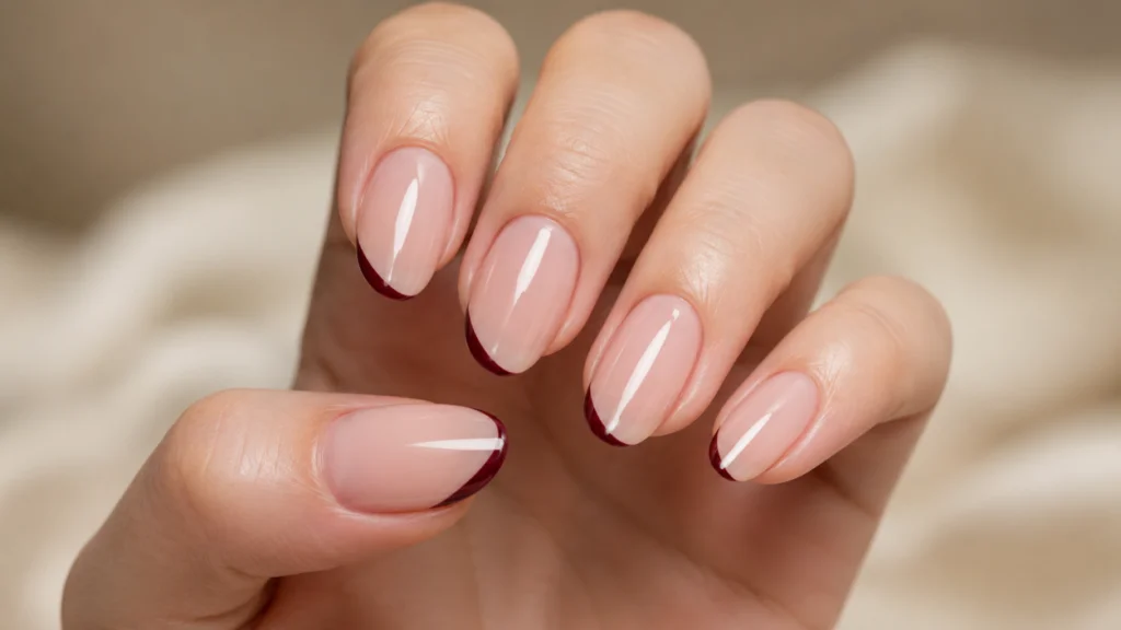 Red Side French Tip Nails