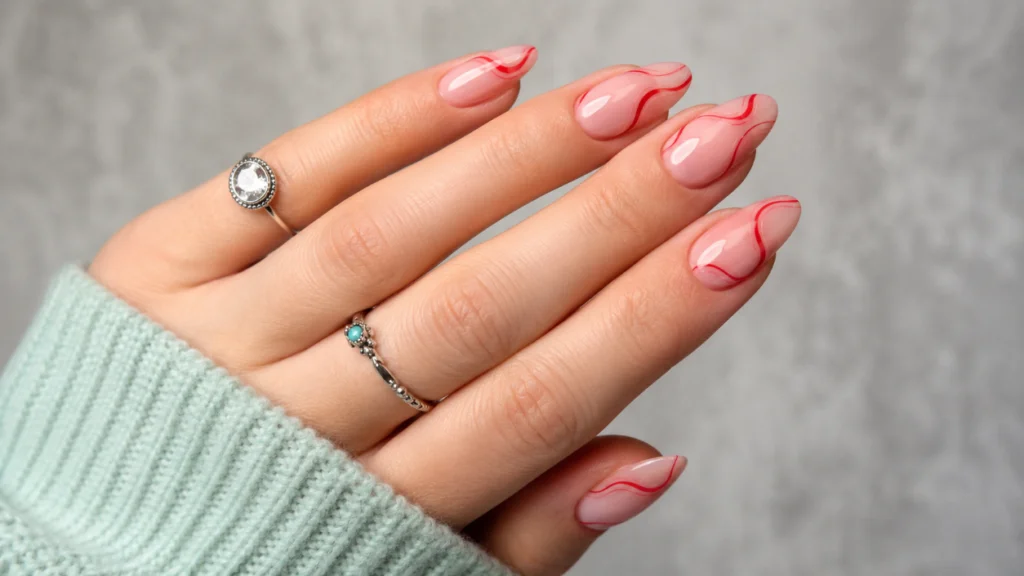 Red Swirl Nails