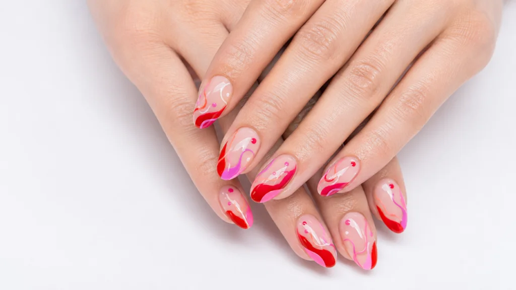 Red Waves Nails