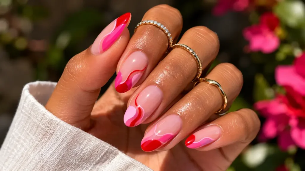 Red and Pink Nails