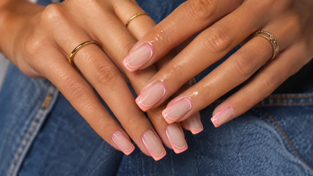 Summer Orange and Pink Nails