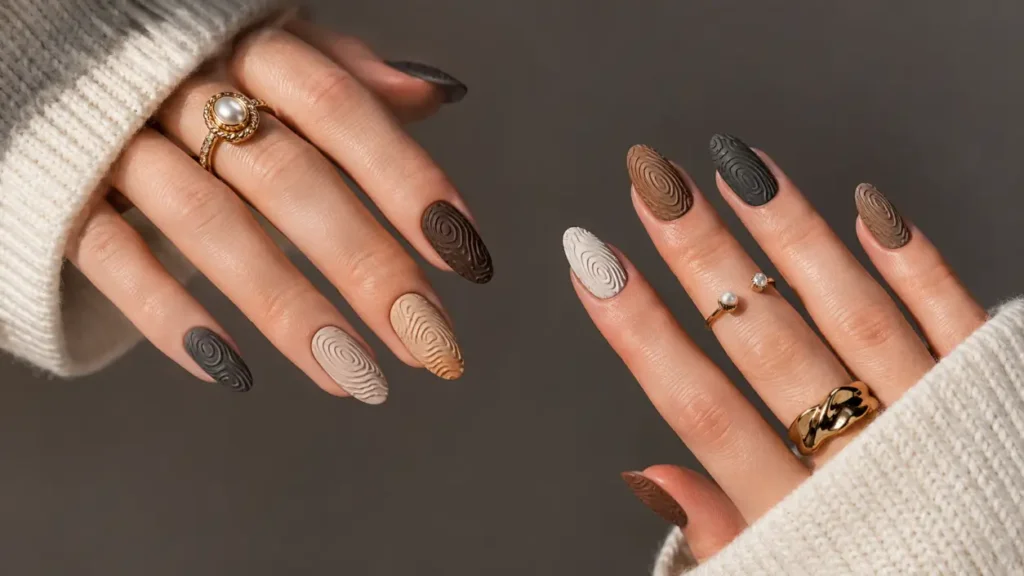 Textured Autumn Nail Art Design