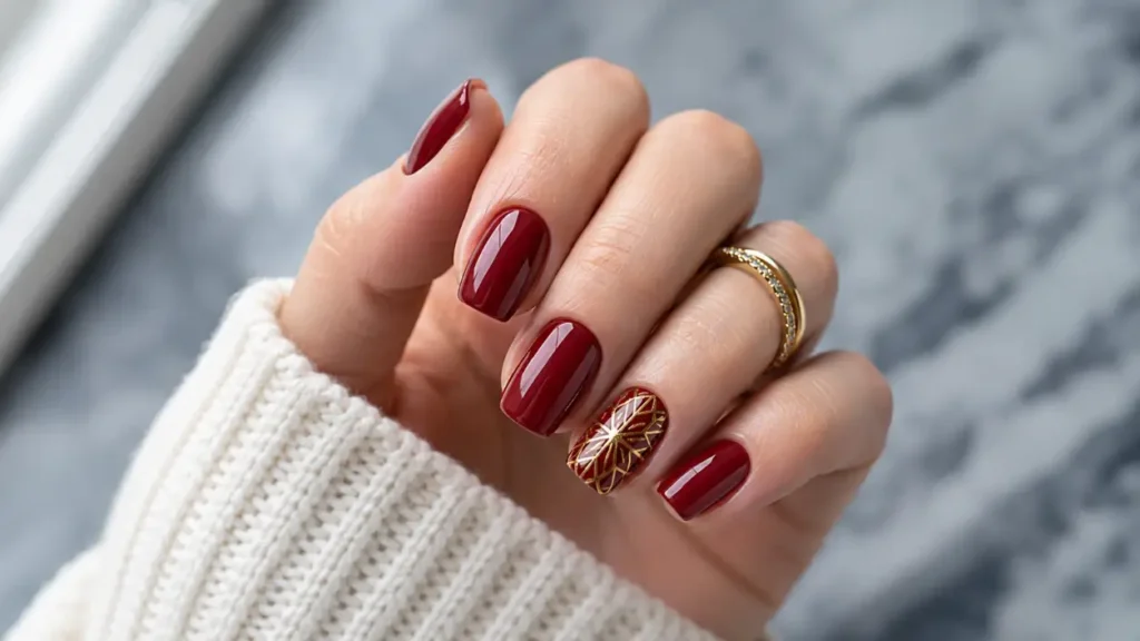 Tiny Gold Bow Nails