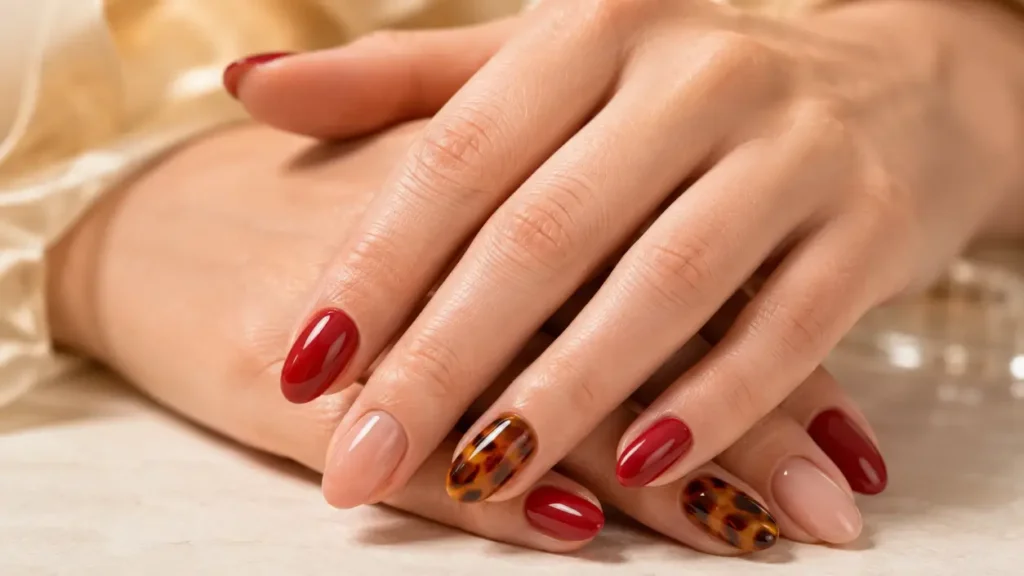 Tortoise Shell Accent Nails
