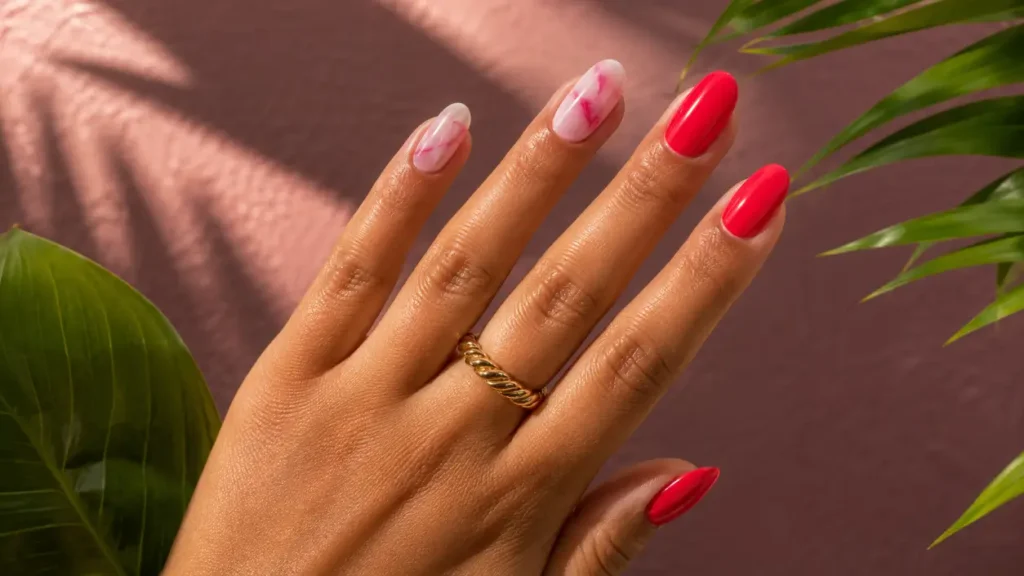 Two Tone Checker Nails