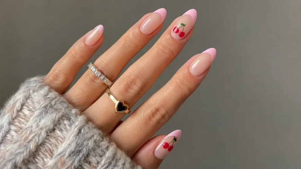 Cherry Accented Nails