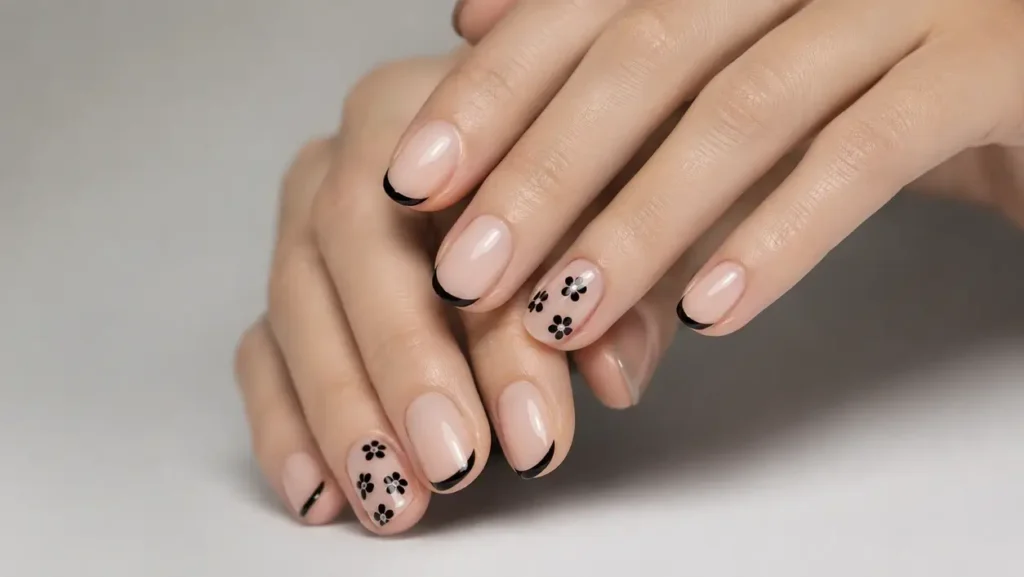 French Tip With Daisies