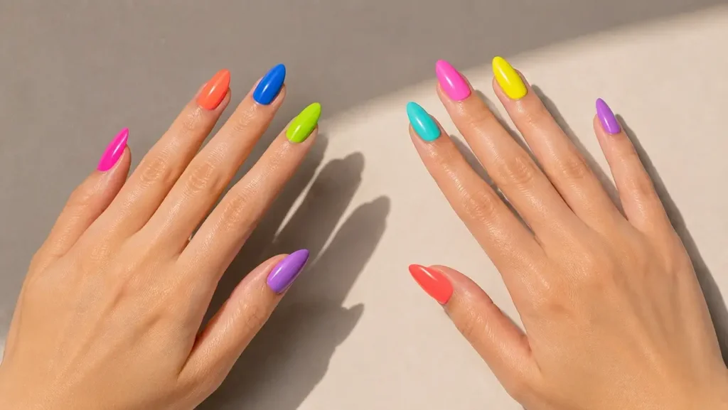 Neon Skittle Nails