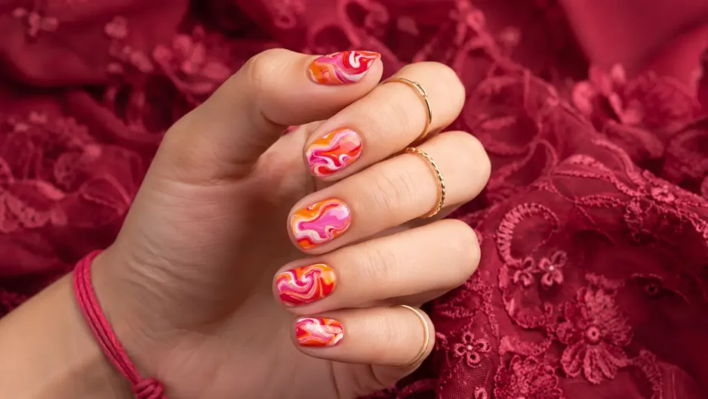 Rainbow Squiggle Nails