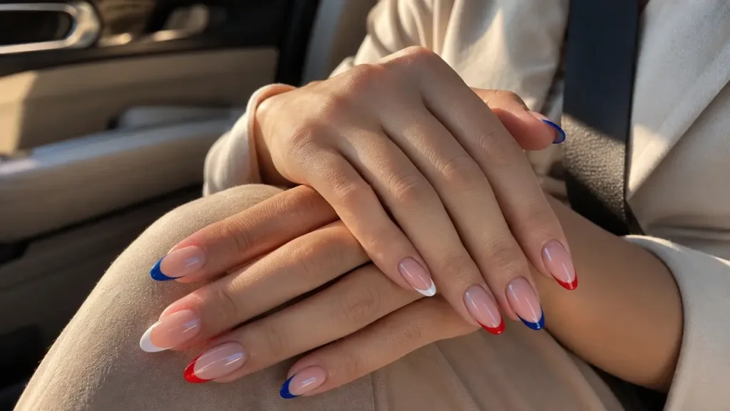 Red, White and Blue French Tips