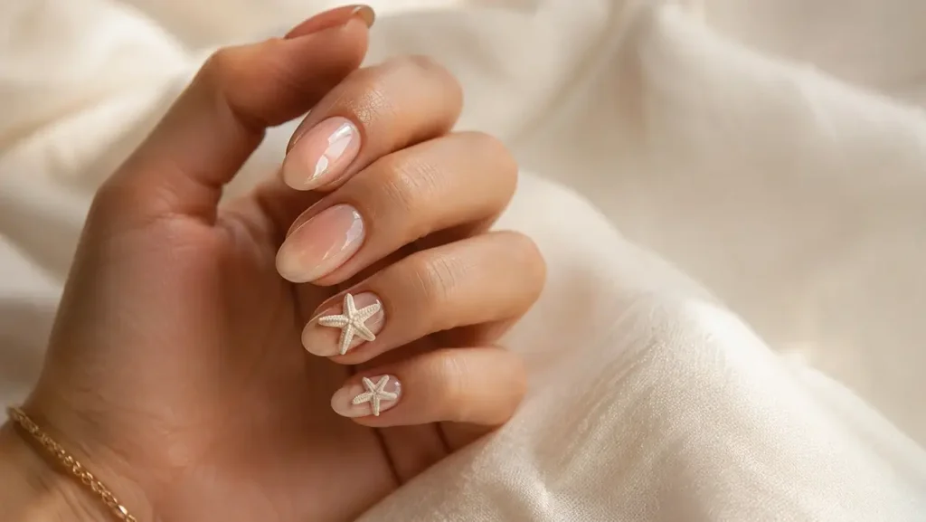 Silver Starfish Nails