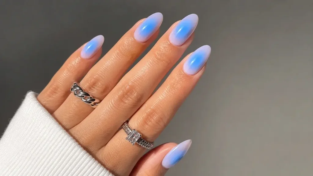 Sky Blue Aura Nails